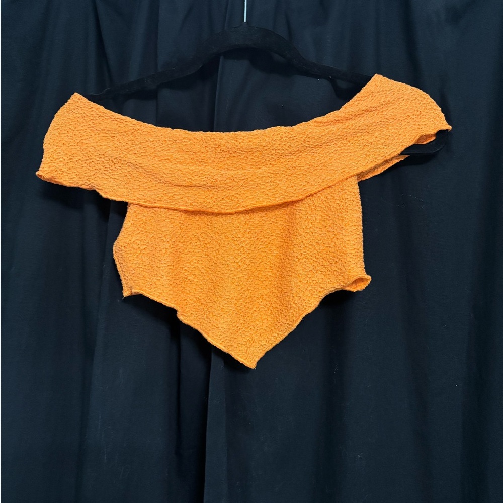 Naked Wardrobe Orange Off-Shoulder Crop Top